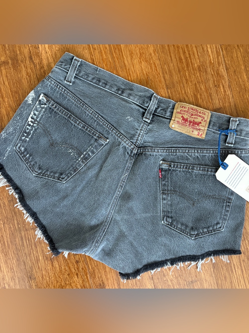 Levi's 501 Authorized Vintage Shorts Women's Grayish Black Denim Cutoffs 33W - Picture 7 of 13